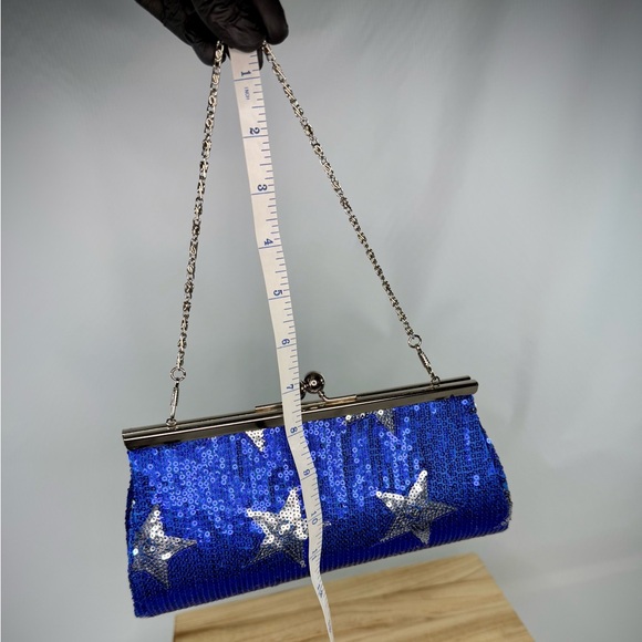 SOLD Blue and Silver Star Sequin Kiss-Lock Clutch - Picture 14 of 14
